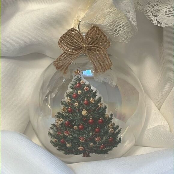 Upcycled Clear Glass Ornaments 3 Different Christmas Balls house, Santa and tree - Picture 12 of 15